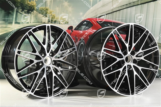 22" Macan RS Spyder design wheel set, 9J x 22 ET29 + 11J x 22 ET47, high-gloss black