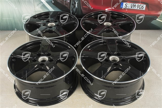 19" komplet felg Cayenne Sport Classic II, 8,5J x 19 ET59, czarny wysoki połysk