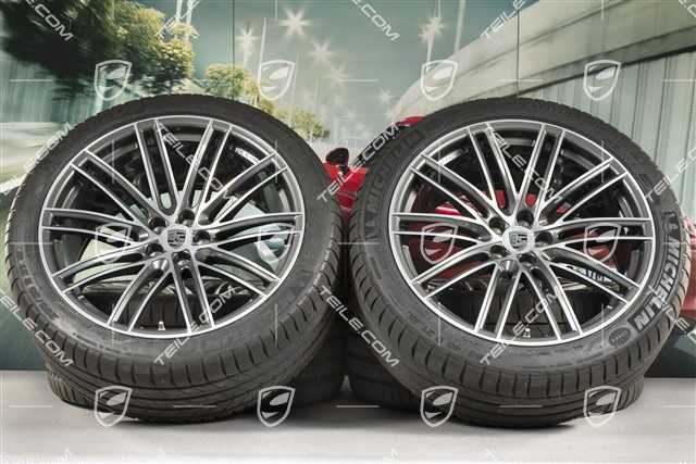 21" Turbo IV Design summer wheel set, wheel rims 9,5J x 21 ET27 + 10J x 21 ET19 + Michelin summer tyres 265/40 R21 + 295/35 R21, with TPM