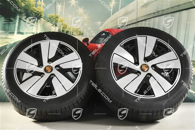 19" Taycan S winter wheel set, rims 8J x 19 ET50 + 10J x 19 ET47, Continental winter tyres 225/55 R19 + 275/45 R19, DOT/prod. year 2021/2022, tyres profile 6mm