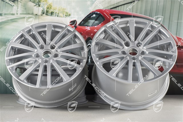 20" Komplet felg Panamera Design, 9,5J x 20 ET71 + 11,5J x 20 ET68, srebrny Brilliant chrome