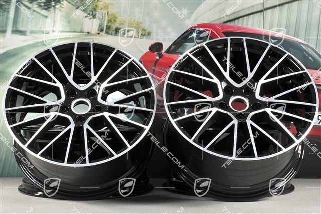 21-inch wheel rim set Cayenne RS Spyder, 11J x 21 ET49 + 9,5J x 21 ET46, for Cayenne Coupé, black high gloss
