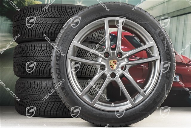 20-inch Cayenne COUPE Sport winter wheel set, rims 9J x 20 ET50 + 10,5J x 20 ET55 + NEW Michelin winter tyres 275/45 R20 + 305/40 R20, with TPMS, Platinum satin matt