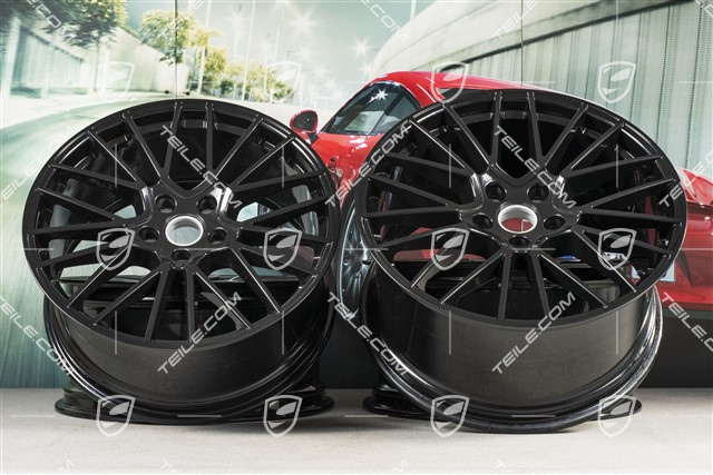 21-inch wheel rim set Cayenne RS Spyder, 11J x 21 ET58 + 9,5J x 21 ET46, black high gloss