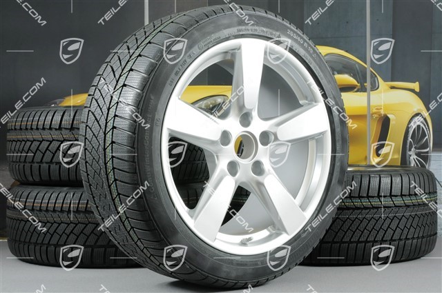 19" winter wheel set "Cayman S", rims 8J x 19 ET57 + 9,5J x 19 ET45 + NEW winter tyres Continental WinterContact TS 830P 235/40 R19 + 265/40 R19, with TPMS