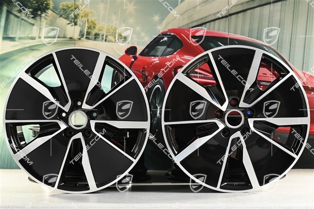 21-inch Macan Turbo wheel rim set, 8,5J x 21 ET27 + 10,5J x 21 ET47, black high gloss