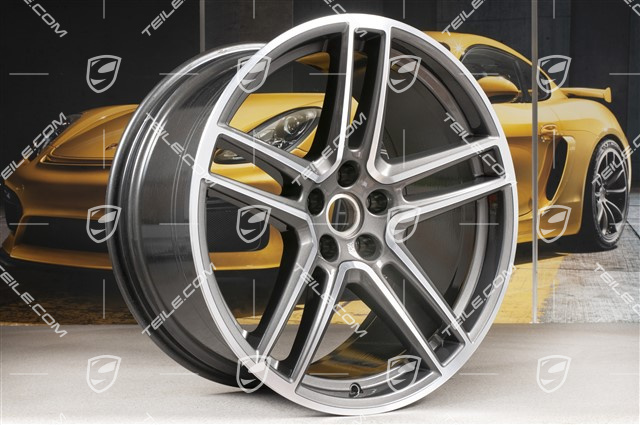 20-inch wheel rim set "Macan Turbo", 9J x 20 ET26 + 10J x 20 ET19, BORBET, Titanium