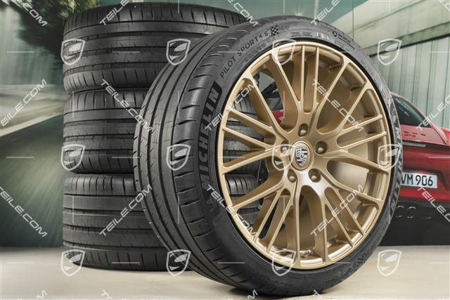 21-inch Panamera Exclusive Design Sport summer wheel set, wheel rims 9,5J x 21 ET71 + 11,5J x 21 ET69 + Michelin summer tyres 275/35 R21 + 315/30 R21, with TPMS, Aurum satin matt