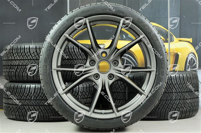 20-inch winter wheels set Carrera S (IV), rims (as new) 8,5J x 20 ET49 + 11J x 20 ET56 + NEW Michelin Pilot Alpin PA4 N1 winter tyres 245/35 R20 + 295/30 R20 (0 Km), in platinum