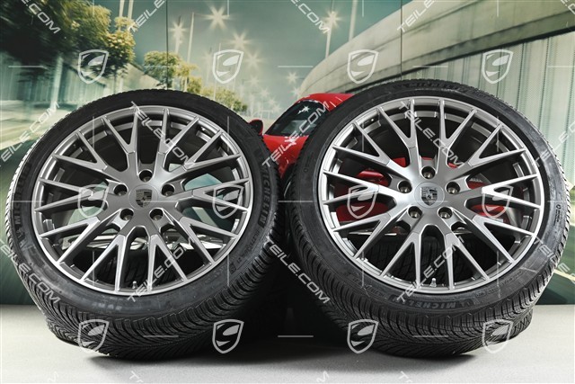 21-inch Panamera Exclusive Design Winter wheel set, wheel rims 9,5J x 21 ET71 + 10,5J x 21 ET71 + Michelin winter tyres 275/35 R21 + 315/30 R21, Platin Silver