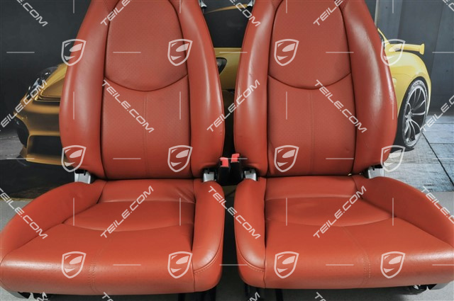 Seats, manual adjustable, leather, Terracotta, set (L+R)