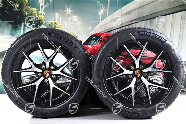 21" Cayenne RS Spyder Design winter wheel set, wheel rims 9,5J x 21 ET16 + 11J x 21 ET37 + Michelin Pilot Alpin 5 winter tyres 275/45 R21 + 315/40 R21, black high gloss