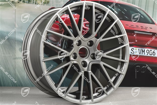 21" Felgensatz Cayenne RS Spyder, 11J x 21 ET58 + 9,5J x 21 ET46, Platinum Seidenmatt