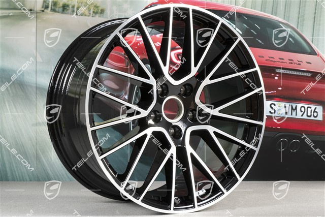 21-inch wheel rim set Cayenne RS Spyder, 11J x 21 ET58 + 9,5J x 21 ET46, black high gloss