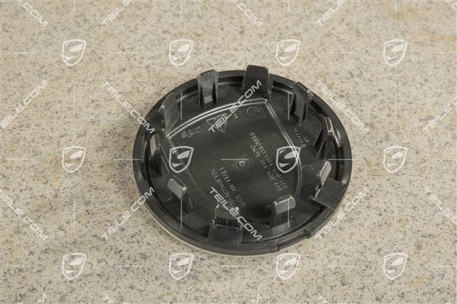Wheel hub cap, crest coloured, black satin matt