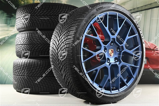 20"+21" RS Spyder Design winter wheel set, wheel rims 8,5J x 20 ET50 + 11J x 21 ET82 + Michelin winter tyres 245/35 R20 + 305/30 R21, with TPMS, Indigo Blue