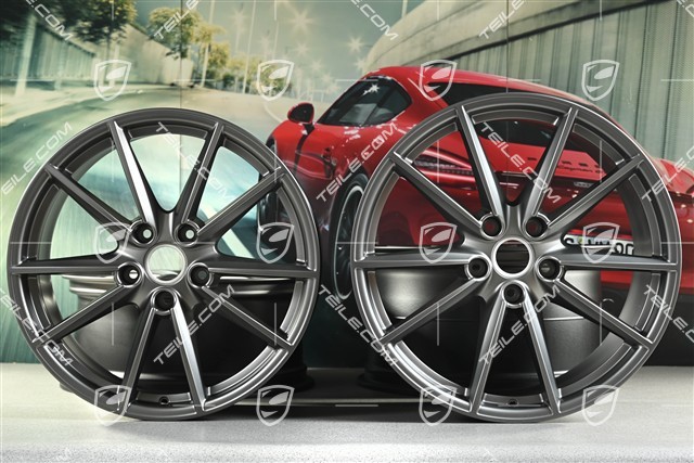 20+21-inch wheel rim set Carrera S, rims: front 8,5J x 20 ET53 + rear 11,5J x 21 ET67, platinum satin matt