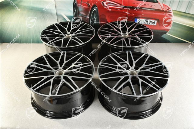 21-inch wheel rim set Cayenne RS Spyder Design, 11J x 21 ET58 + 9,5J x 21 ET46, black high gloss