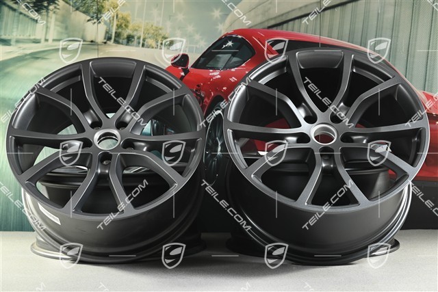 21-inch wheel rim set Cayenne Exclusive Design, 11J x 21 ET49 + 9,5J x 21 ET46, for Cayenne Coupé, Vesuvius grey