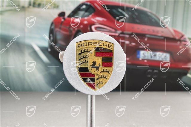 Hub cap, concave, coloured crest, Brilliant Silver