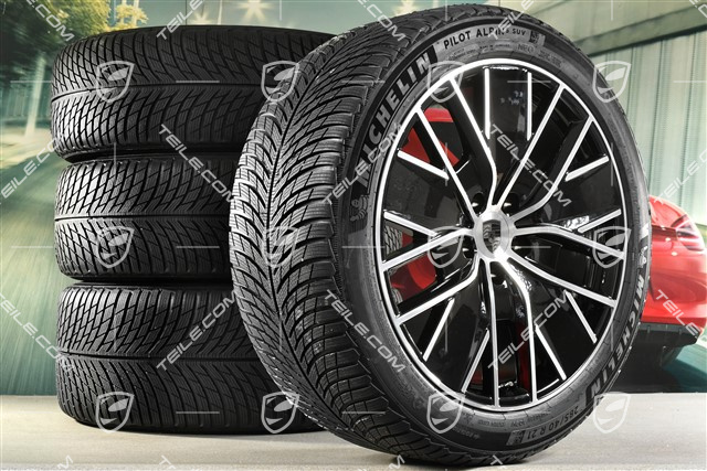 21-inch Macan Design winter wheel set, rims 8,5J x 21 ET27 + 10,5J x 21 ET47 + Michelin Pilot Alpin 5 SUV winter tyres 255/45 R21 + 285/40 R21, black high gloss