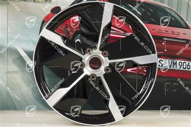 21" Felge Taycan Exclusive Design, 9,5J x 21 ET60, vorn,  schwarz hochglanz, L