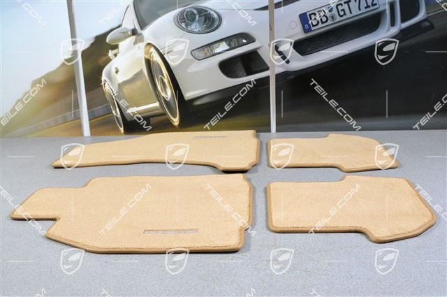 Fussmatte Satz, Perlvelours, Leder eingefasst, Cabrio/Targa mit BOSE Soundpaket, Sandbeige