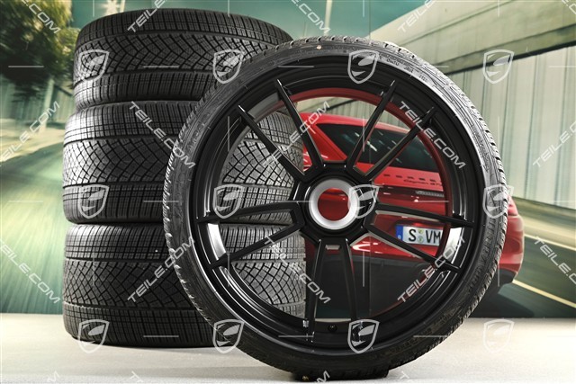 20/21-inch Turbo S winter wheel set, central lock wheel rims 8,5J x 20 ET40 + 11J x 21 ET66 + Goodyear winter tyres 245/35 R20 + 305/30 R21, black satin matt