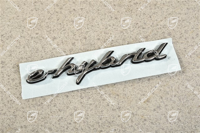 Badge / Emblem "e-hybrid" Chrome on a black background