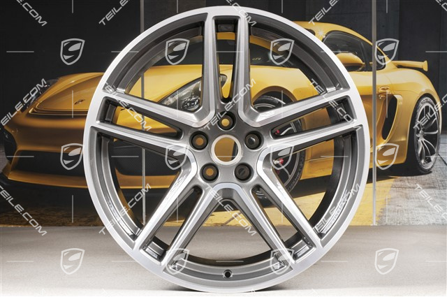 20-inch wheel rim set "Macan Turbo", 9J x 20 ET26 + 10J x 20 ET19, BORBET, Titanium