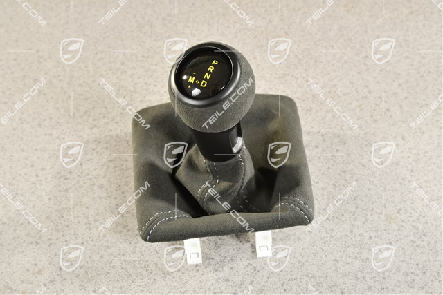 GT4, Schaltknauf / Schaltknopf mit Schaltmanschette, PDK, Alcantara - RaceTex, Schwarz
