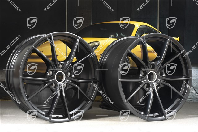 20-inch wheel rim set Carrera S IV, rims 8,5 J x 20 ET49 + 11,5 J x 20 ET56, black satin matt