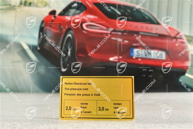 Identification / notice sticker for tire pressure, Turbo