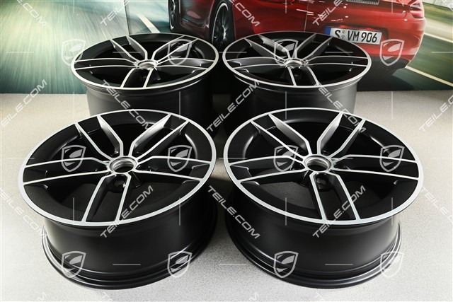 20"+21" Carrera Exclusive Design Felgensatz, Felgen 8,5J x 20 ET50 + 11,5J x 21 ET79, schwarz seidenmatt