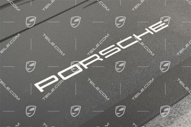 Gummi-Fußmatten Satz, zweiteilig, mit Porsche Silhouette und "Porsche" Schriftzug, schiefergrau