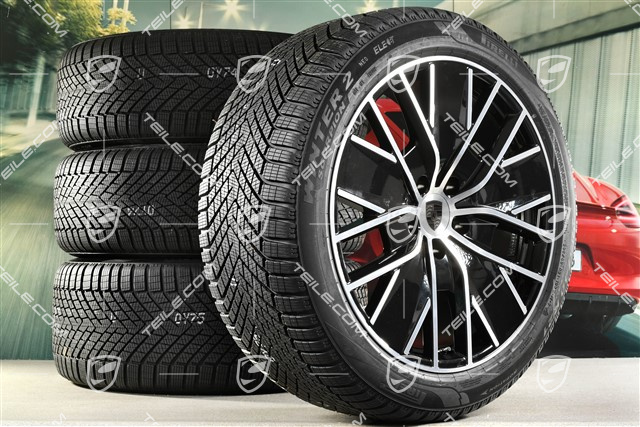 21-inch Macan Design winter wheel set, rims 8,5J x 21 ET27 + 10,5J x 21 ET47 + Pirelli winter tyres 255/45 R21 + 285/40 R21, black high gloss