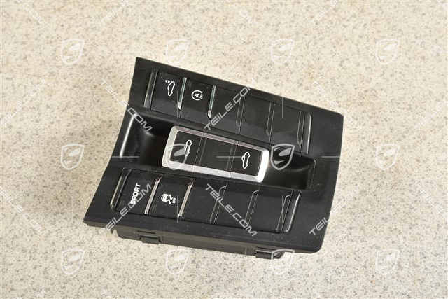 Control panel / switchboard centre console, coupe, black matte/ hi-gloss chrome