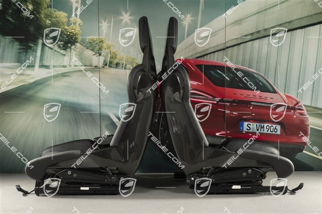 Bucket seats, Carbon, leather+Alcantara, black, seam in Silver, logo GT4, set, L+R