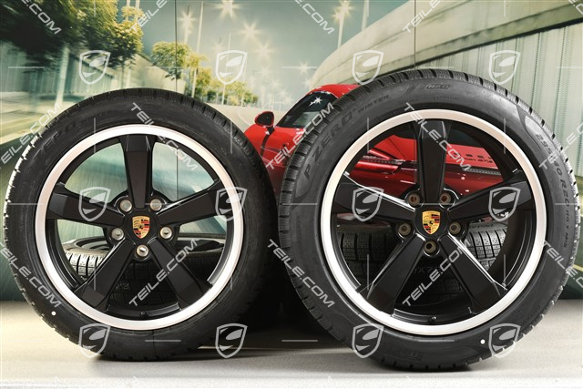 19"+20" Dakar winter wheel set, wheel rims 8J x 19 ET38 + 11,5J x 20 ET68 + NEW Pirelli winter tyres 245/45 R19 + 295/40 R20, black satin matt