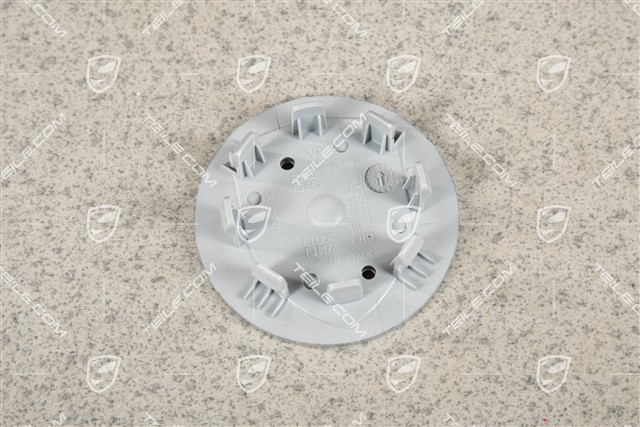 Hub cap, concave, coloured crest, Brilliant Silver