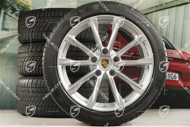 19-inch Boxster S winter wheels set, rims 8J x 19 ET57 + 10J x 19 ET45 + Continental WinterContact TS 830P winter tires 235/40 R19 +265/40 R19, DOT/prod.year 2018, tyres profile 7mm