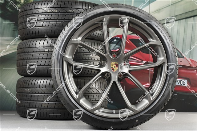 22-inch Cayenne Coupé GT summer wheel set, rims 10J x 22 ET48 + 11,5J x 22 ET52 + NEW Pirelli P Zero summer tyres 285/35 R22 + 315/30 R22, with TPMS