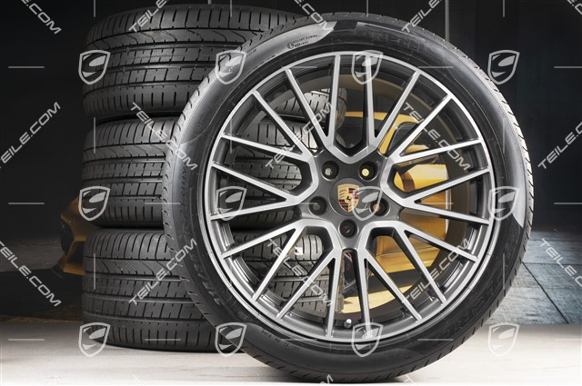 21-inch Cayenne RS Spyder summer wheel set, rims 9,5J x 21 ET46 + 11,0J x 21 ET58 + Pirelli P Zero summer tyres 285/40 R21 + 315/35 R21, with TPMS