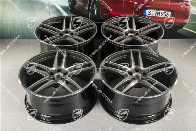 20-inch wheel rim set "Macan Turbo", 9J x 20 ET26 + 10J x 20 ET19, CMS, Titanium