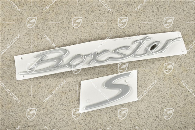 "Boxster S" logo, aluminium satin finish "Boxster S" logo, aluminium satin finish