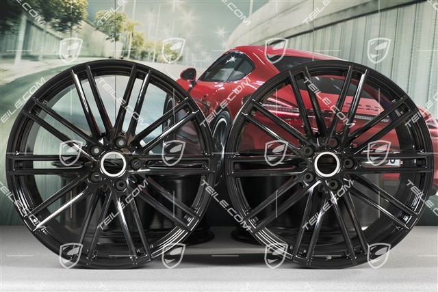 22-inch wheel rim set, Turbo IV, 10J x 22 ET48 + 11,5J x 22 ET61, black high gloss