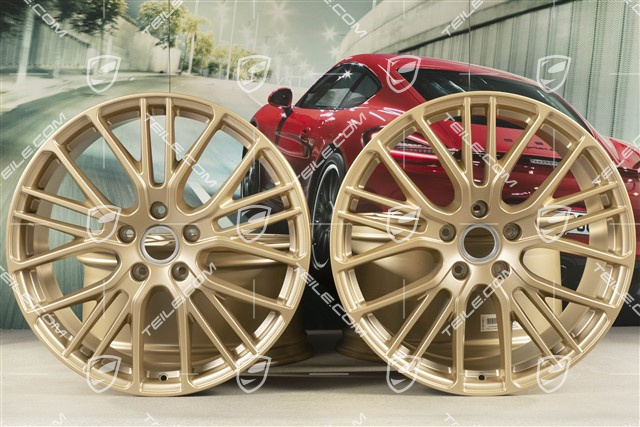 21-inch wheel rim set Panamera Exclusive Design Sport, 9,5J x 21 ET71 + 11,5J x 21 ET69, Aurum satin mat