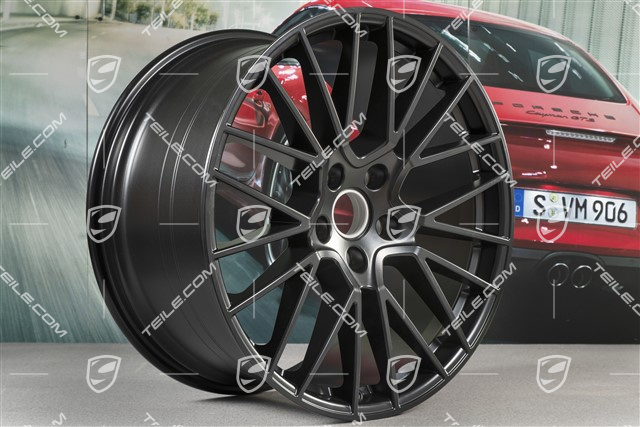 21-inch wheel rim set Cayenne RS Spyder, 11J x 21 ET58 + 9,5J x 21 ET46, black satin matt