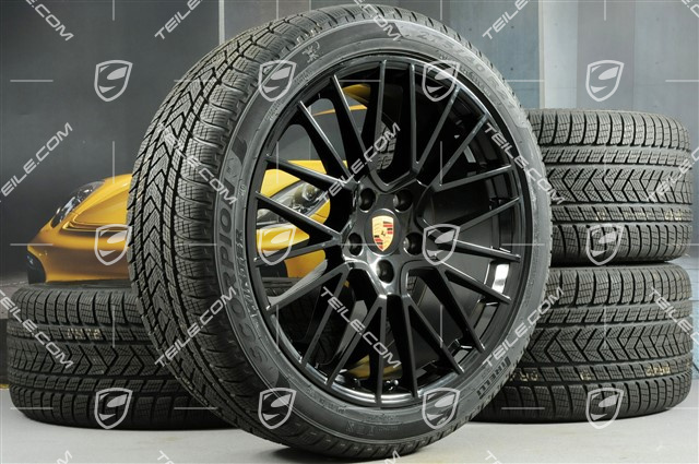 21-inch Cayenne COUPÉ RS Spyder winter wheel set, rims 9,5J x 21 ET46 + 11,0J x 21 ET49 + NEW Pirelli winter tyres275/40 R21 + 305/35 R21, with TPMS, black high gloss