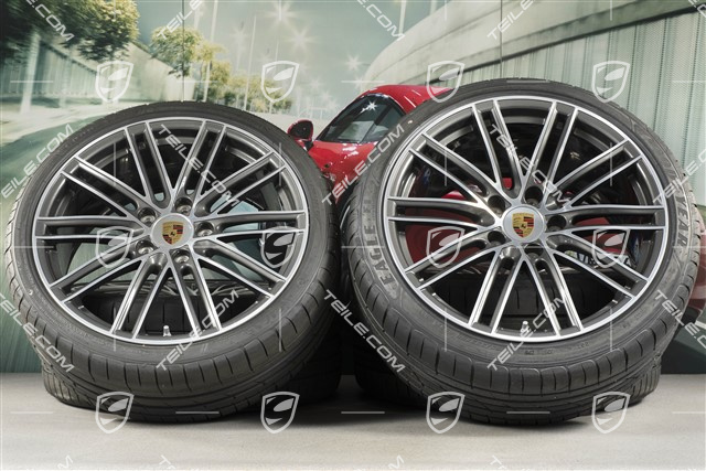 20" Turbo IV Sommerräder Satz, Felgen 8,5J x 20 ET57 + 10,5J x 20 ET47 + Sommerreifen GoodYear235/35 ZR20 + 265/35 ZR20, mit RDK-Sensoren